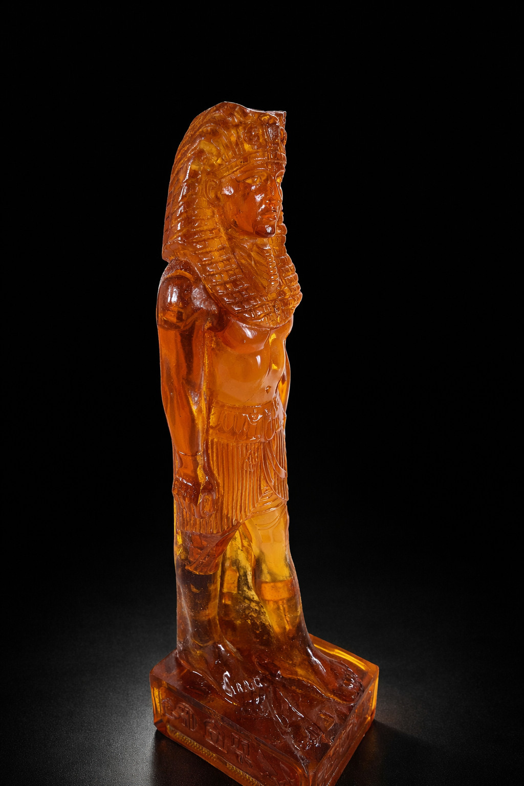 Rare Ancient Egyptian King Tut Statue Authentic Amber Stone Pharaonic Sculpture