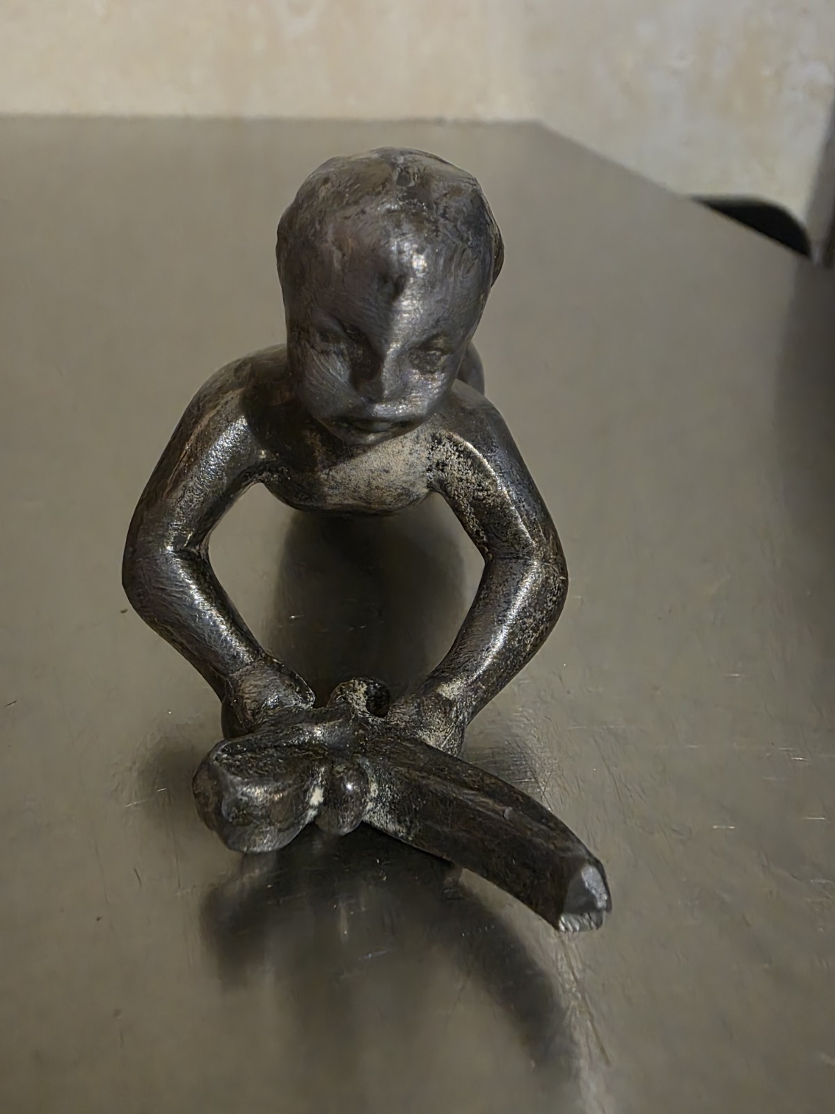 Metal Young Boy Child Figurine / Sculpture. Interesting Piece Of Decor