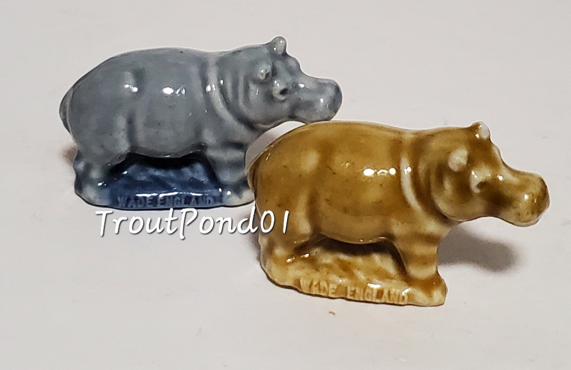 Wade Whimsies Hippo Color Variations Set 1 Set A 1998 Gray Blue and 1960’s Honey