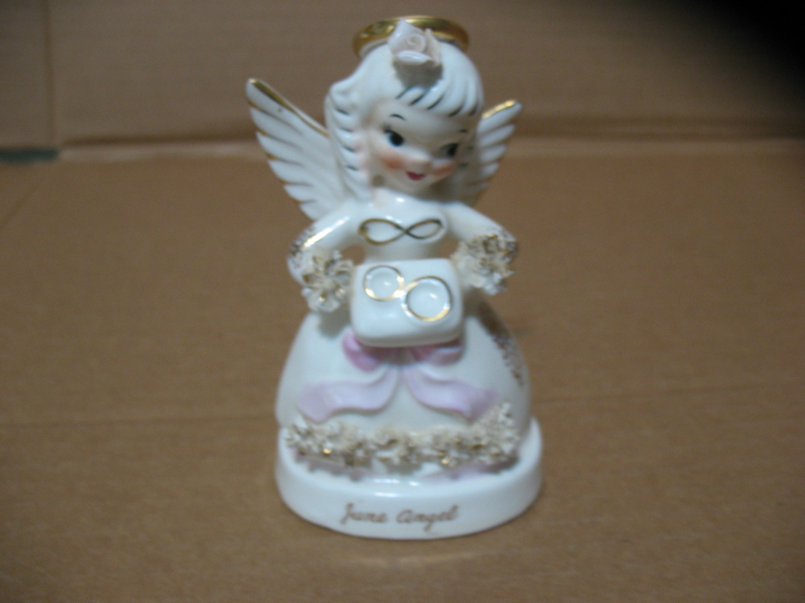 Vtg Napco June Angel Bride Wedding Spaghetti Trim! WEDDING RINGS! A1366