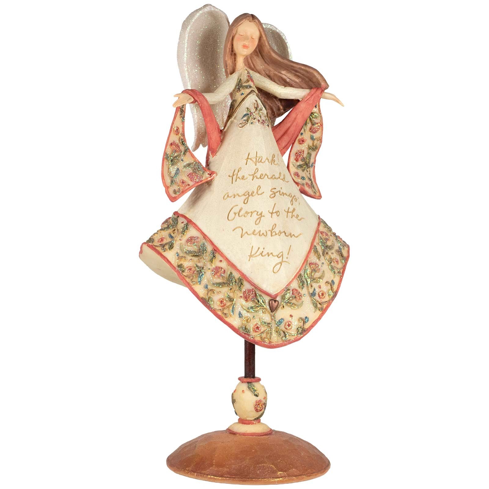 Foundations 11.25in Christmas Angel Figurine 4008211 Hark Herald Angels Sing