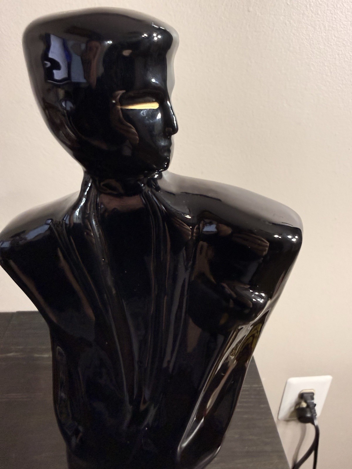 Vintage Modernist Art-Deco 80’s Glam Style Black Ceramic Women & Man Figure