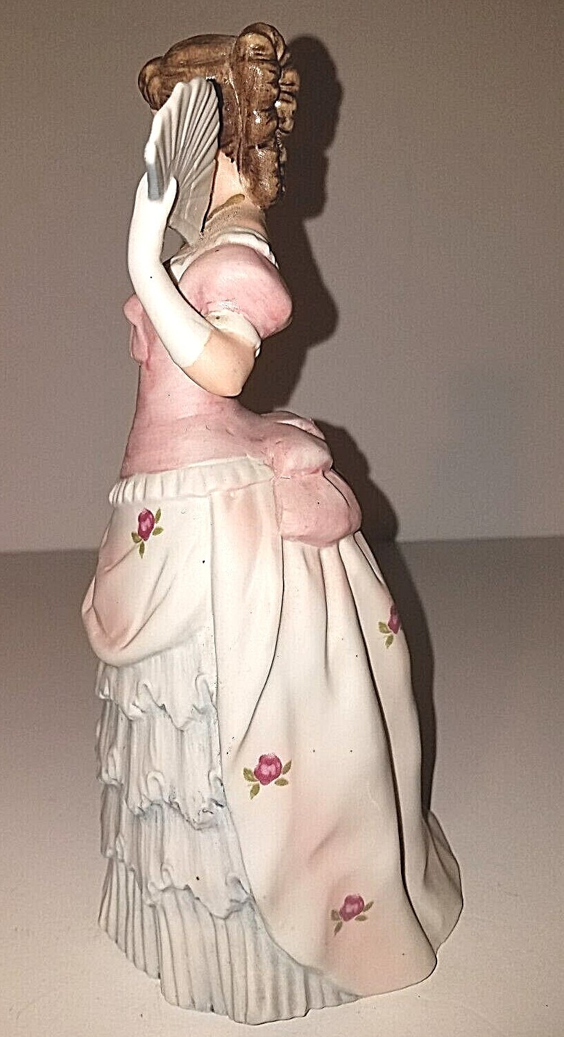 Home Interiors Homco Victorian Woman Lady with Fan Figurine #1421 Shall We Dance