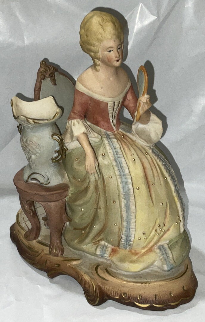 Porcelain Figurine Unger Schneider Grafenthal Germany Women Looking Glass 17995