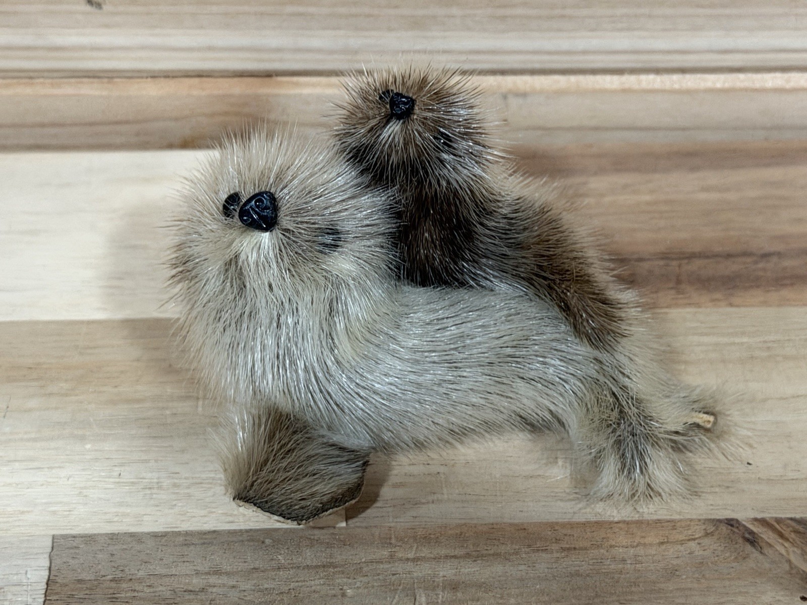 Awesome Real Fur & Leather Seal And Pup 3”Figurine New With Price Sticker