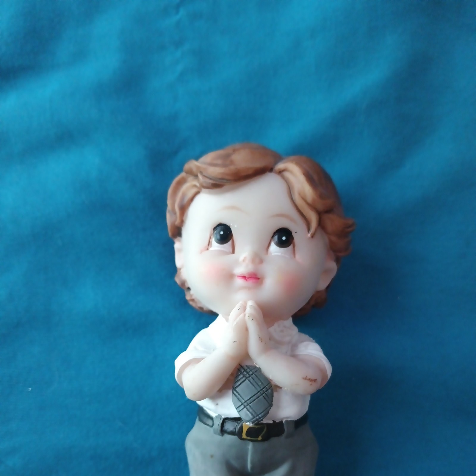 4 1/2″ Tender Times Little Boy Figurine. Wearing Gray Tie and Gray Slacks. Child