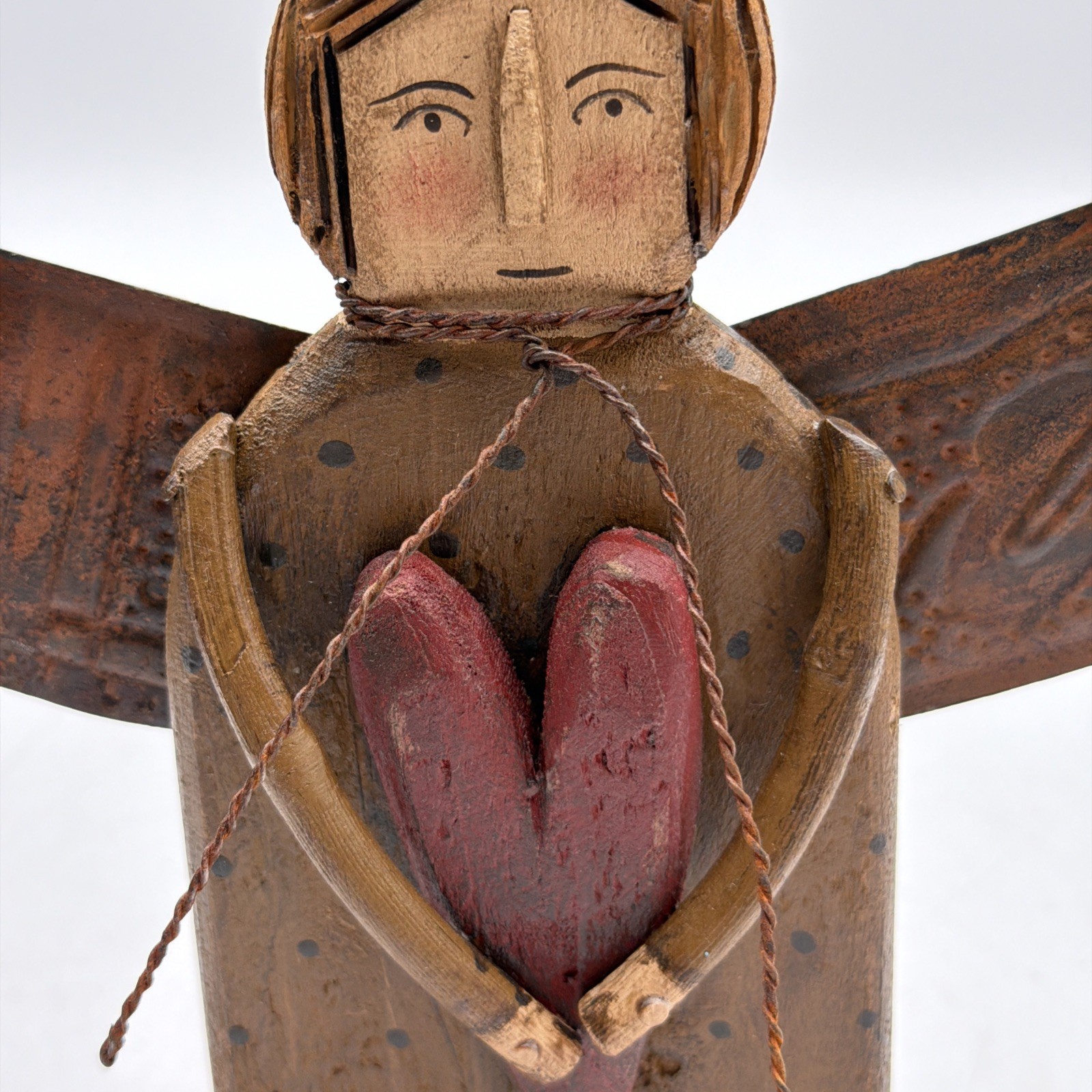 Bobby Huffman Studio Hand Painted Carved Folk Art Wood Angel 2024