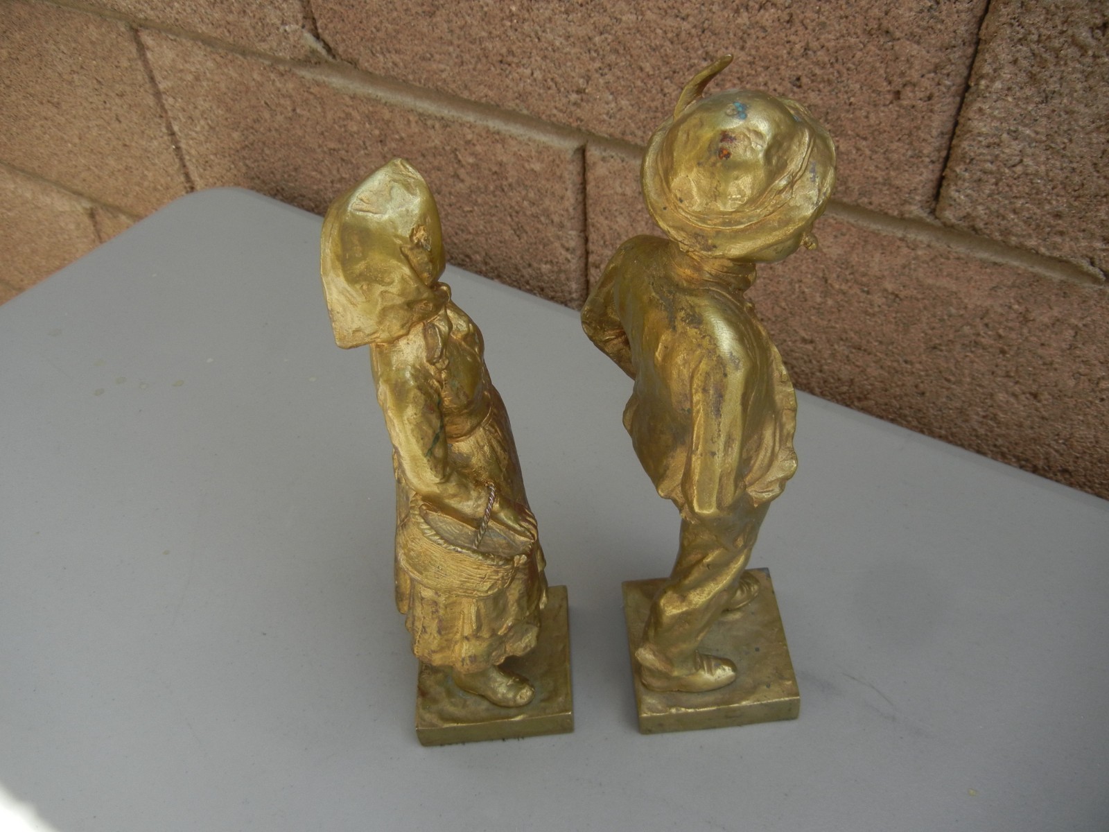 (2) Vintage Collectible Sculptures (bronze?) : Couple / Young Boy & Girl