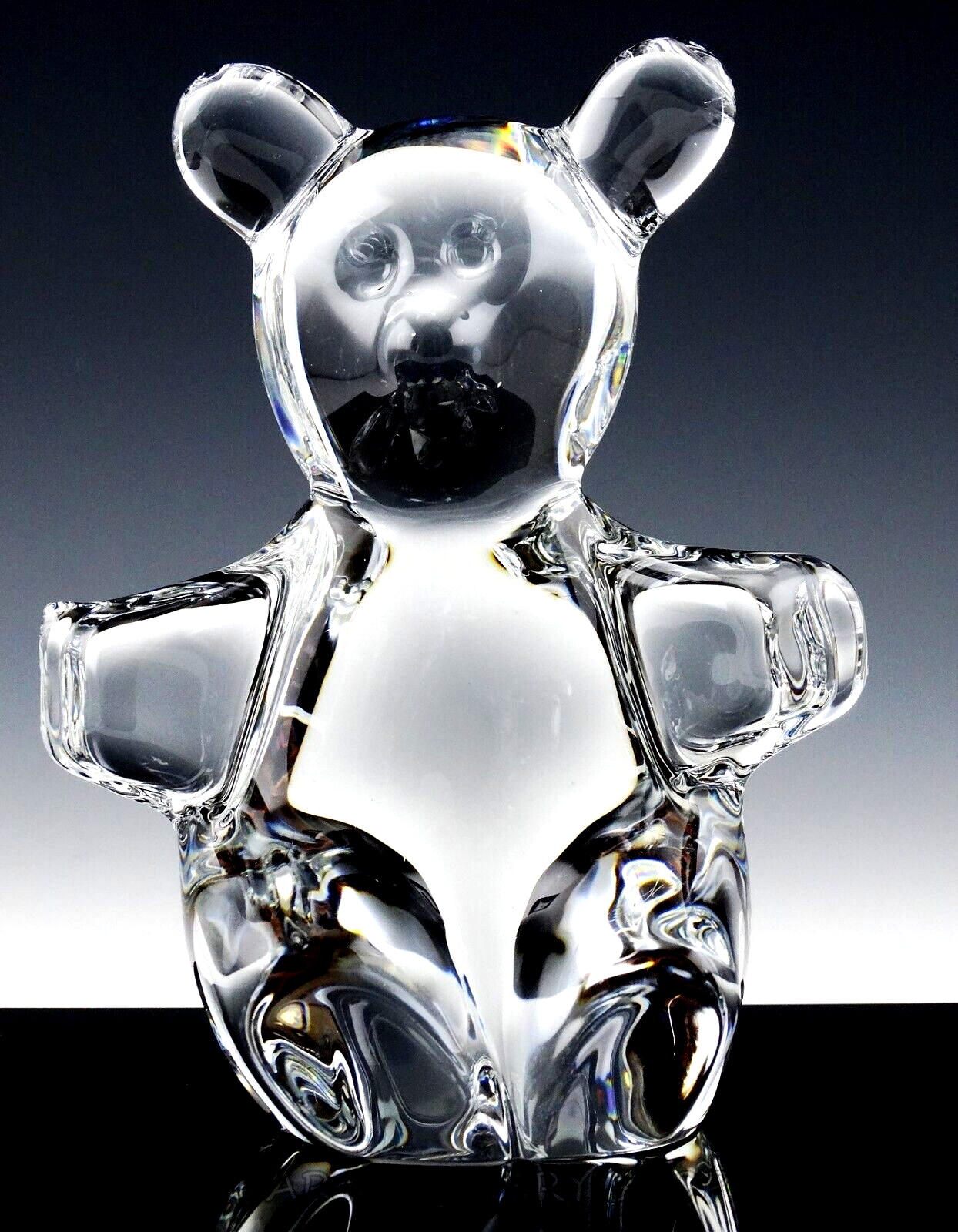 Daum France Crystal 7″ LARGE FIGURINE TEDDY BEAR HEAVY 4lb 6oz Mint