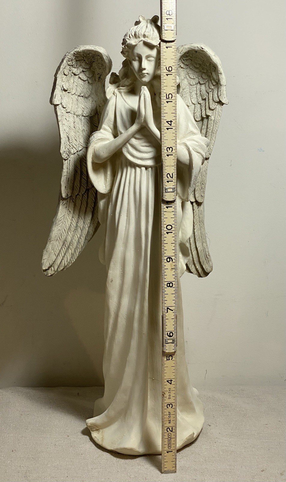 Vintage Outdoors Resin Angel 18” Standing Praying, Use for Garden Or Elsewhere