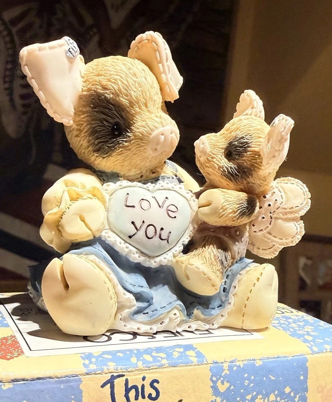 This Little Piggy Figurine Mama Pig & Baby Love You Till Pigs Fly W/ Orig. Box