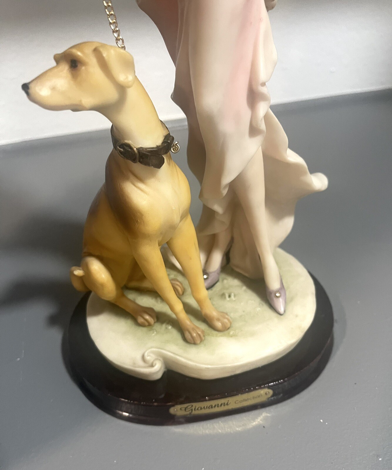 Vintage Giovanni Porcelain Statue Figure 1930’s Woman Lady Dog Figurine