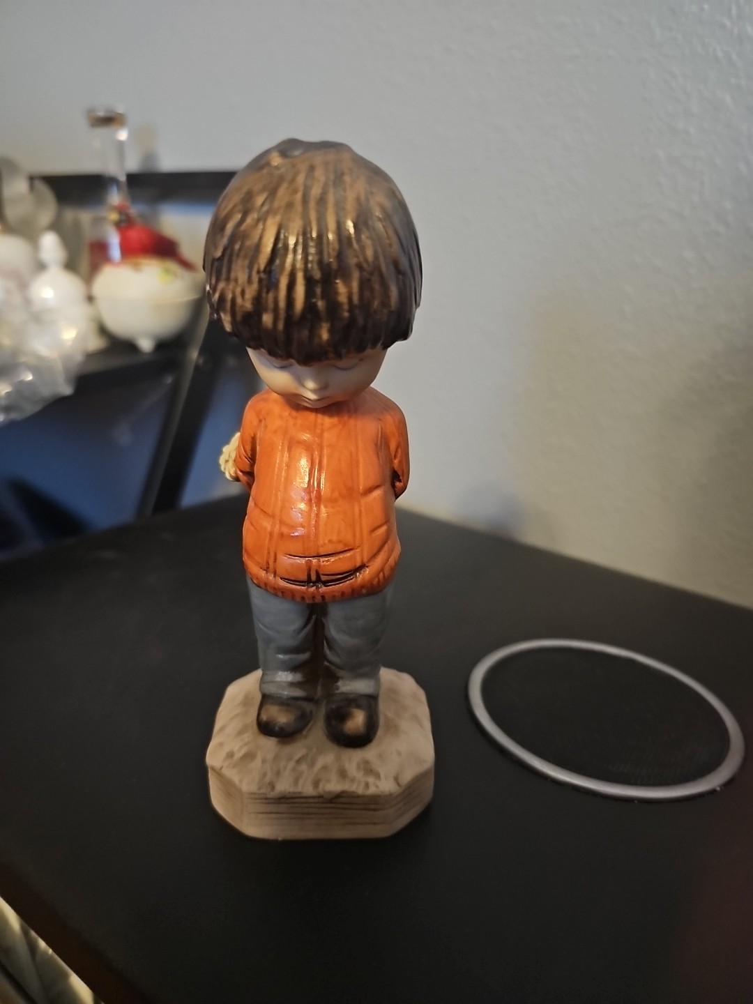 1971 Fran Mar Moppets Figurine Shy Boy With Flowers