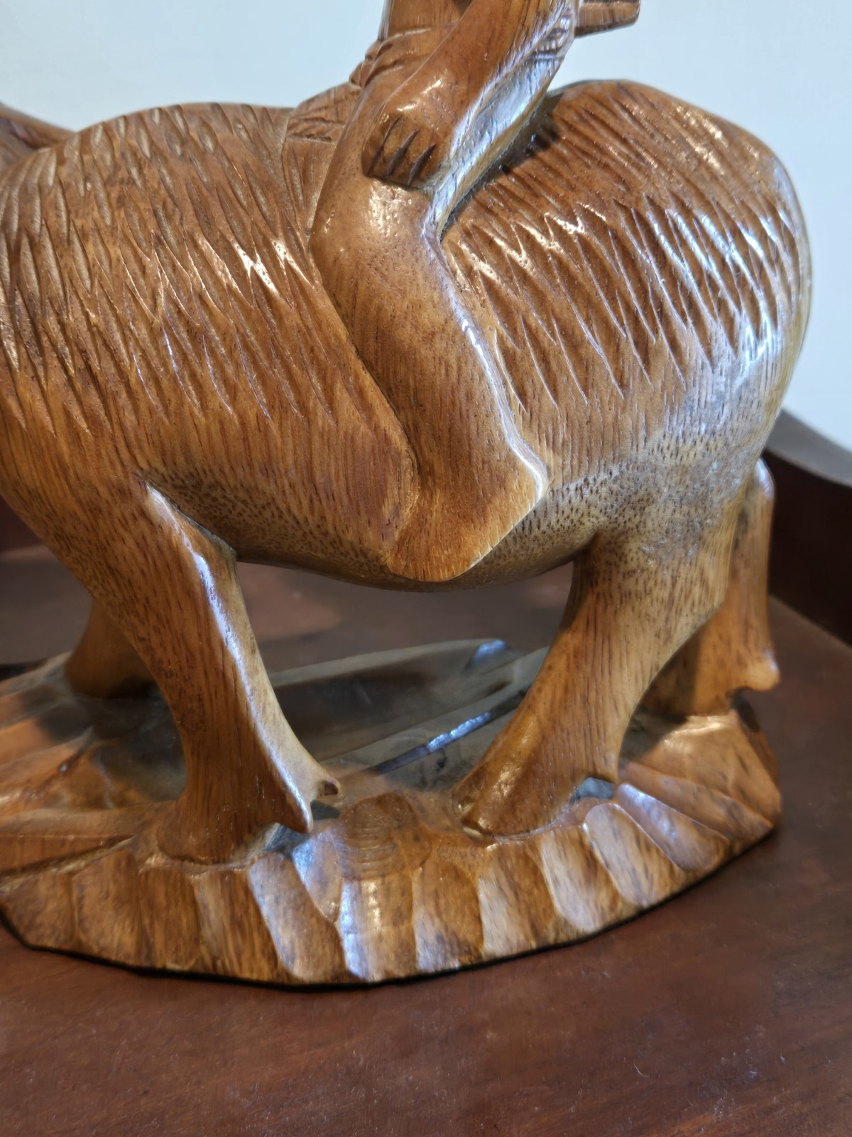 Vintage Hand Carved Wood Asian Farmer Riding Water Buffalo Sculpture Statue Ox
