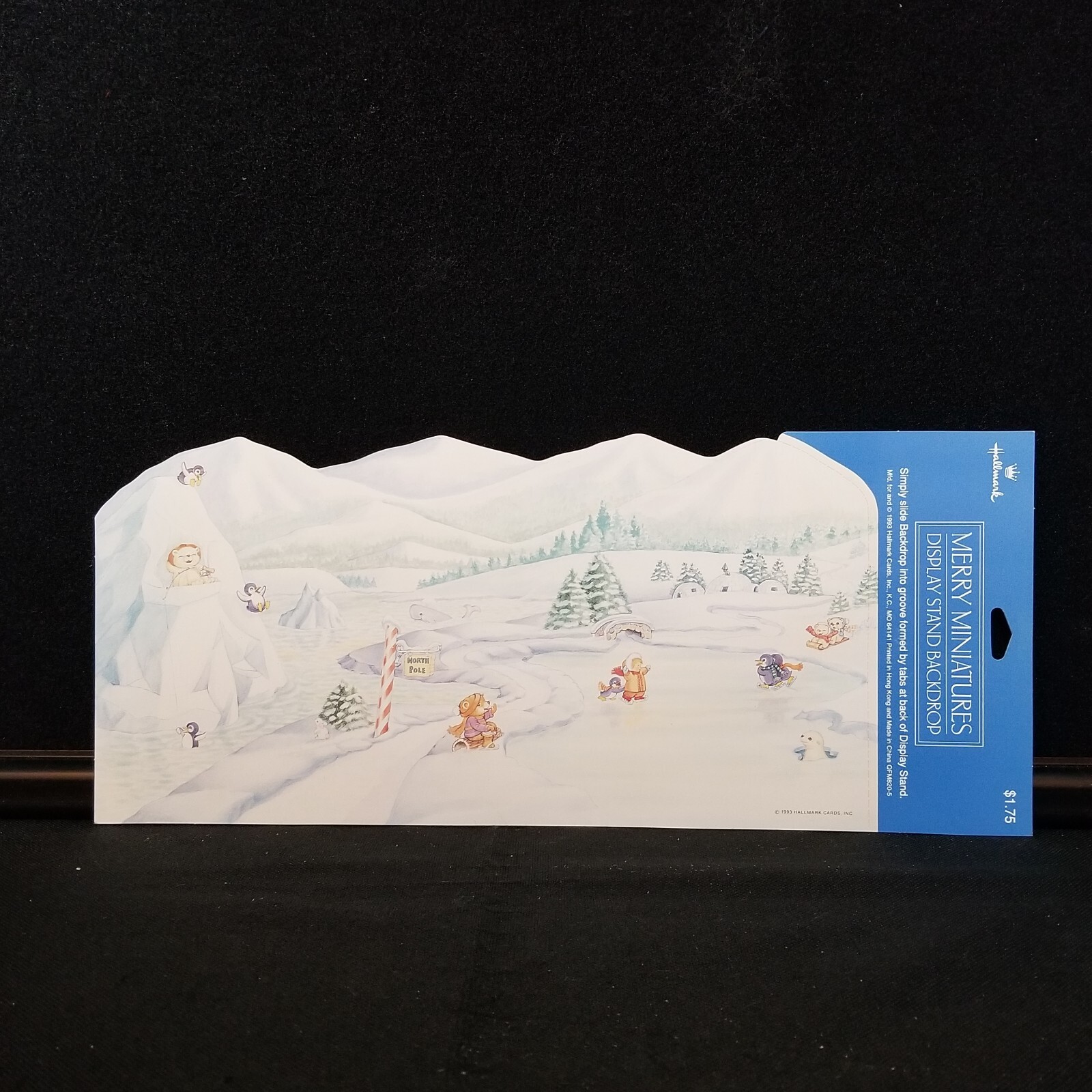 Vintage 1993 Hallmark Merry Miniatures Christmas Display Stand Backdrop NOS
