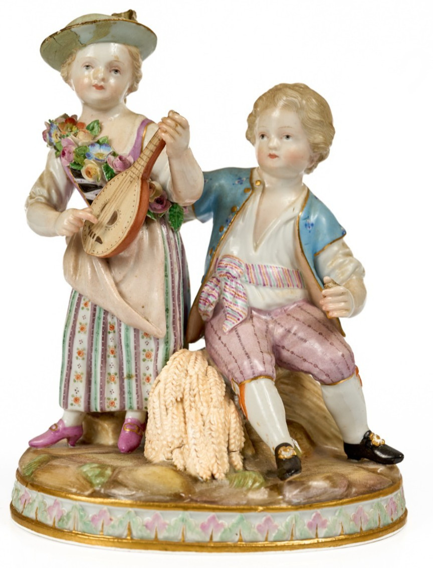 Antique Original Meissen Porcelain Figural Group Allegory of Autumn