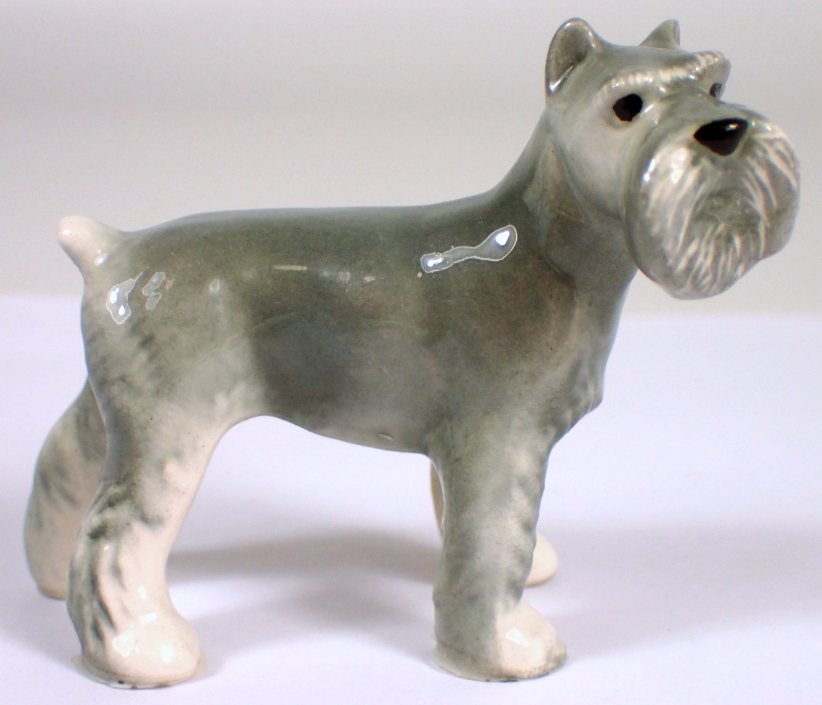 MINT Vtg 1980s Hagen Renaker Gray Schnauzer Dog Miniature Bone China Figurine