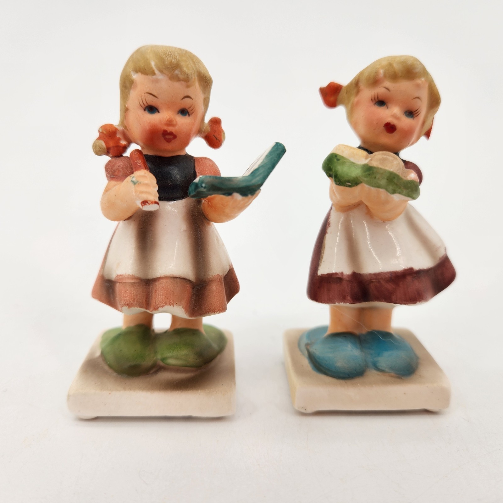 2 1959 NAPCO Girl Figurines 1959 Girls Fiddle C4078D & C4078C One Is Damaged