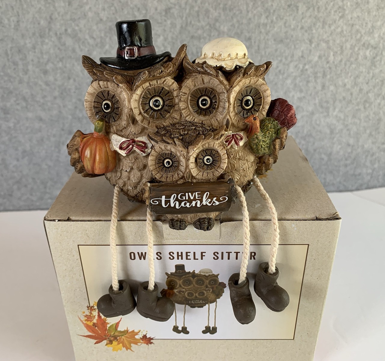Harvest Owls Pilgrim Family Shelf Sitter Cracker Barrel fall decor THANKSGIVING