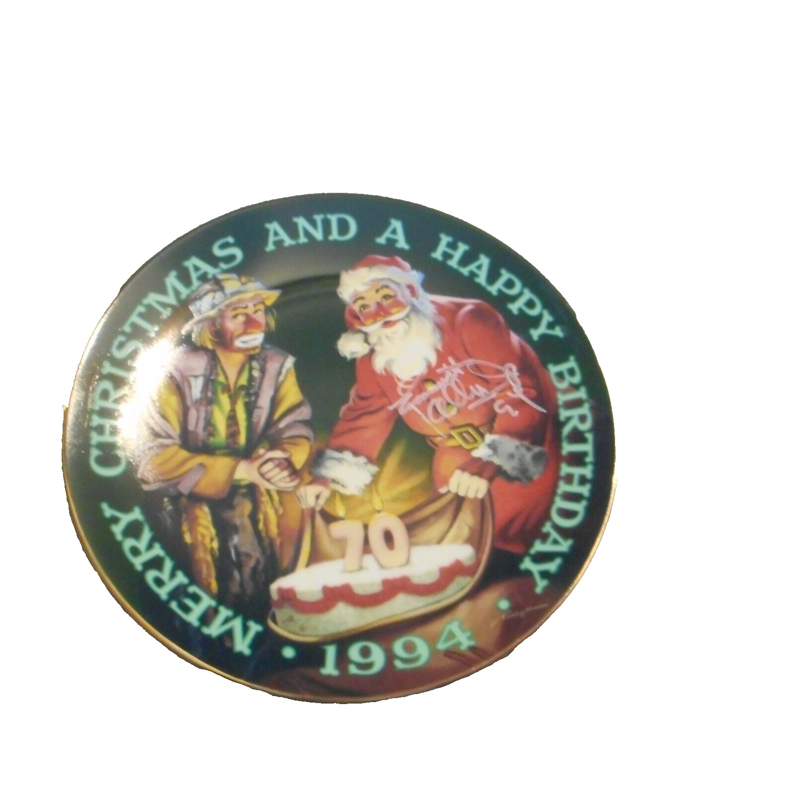 FLAMBRO Emmett Kelly Jr Clown 1994 Yes Emmitt There Is A Santa Claus Plate