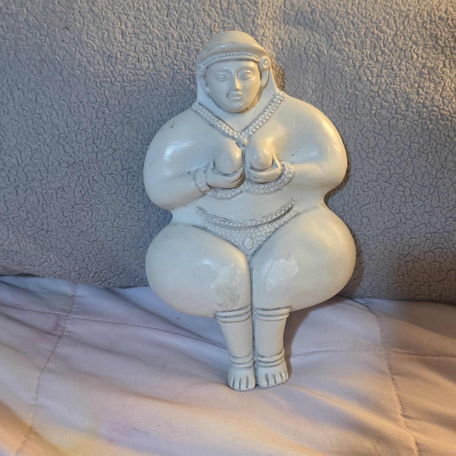 White Ceramic Figurative Woman Sculpture Matte Finish Decorative Art