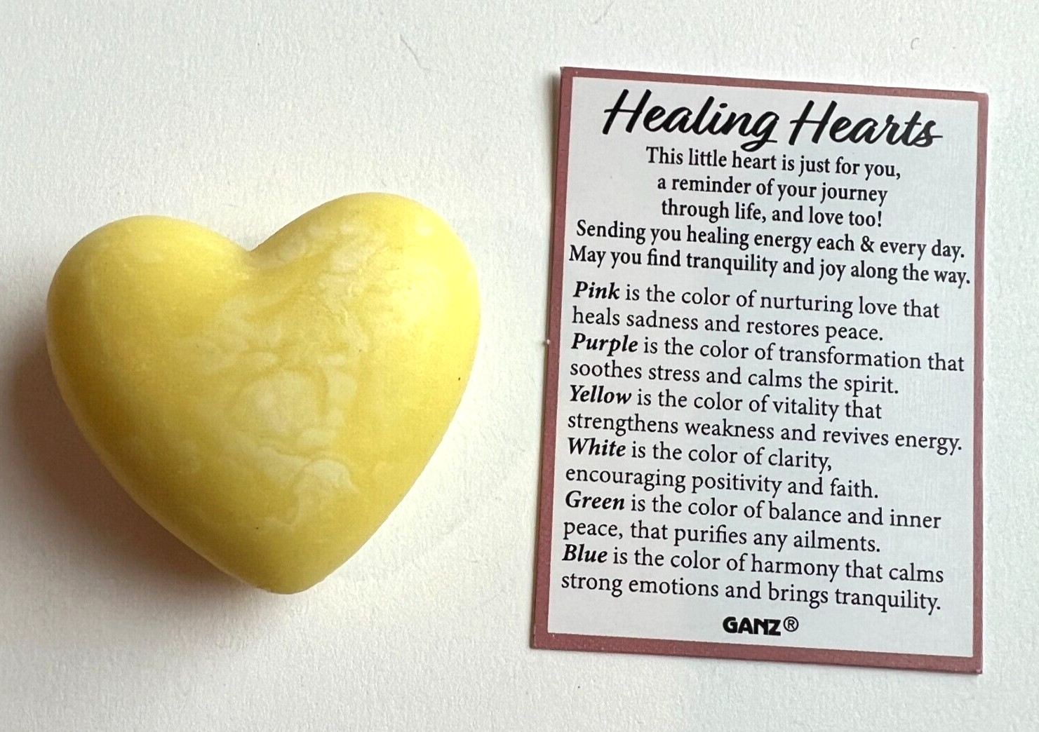 Ganz Healing Heart Stone YELLOW “Vitality-Strengthens Weakness-Revives Energy”