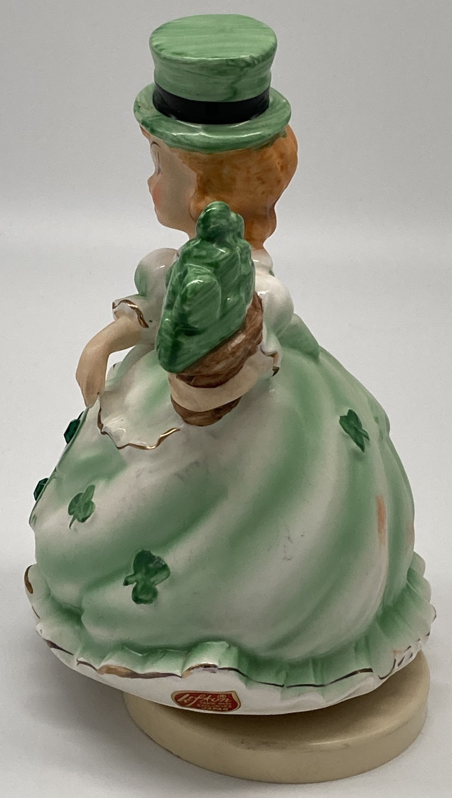 Lefton Musical Figurine St. Patrick’s Day Irish Girl with Shamrocks #6204 HTF