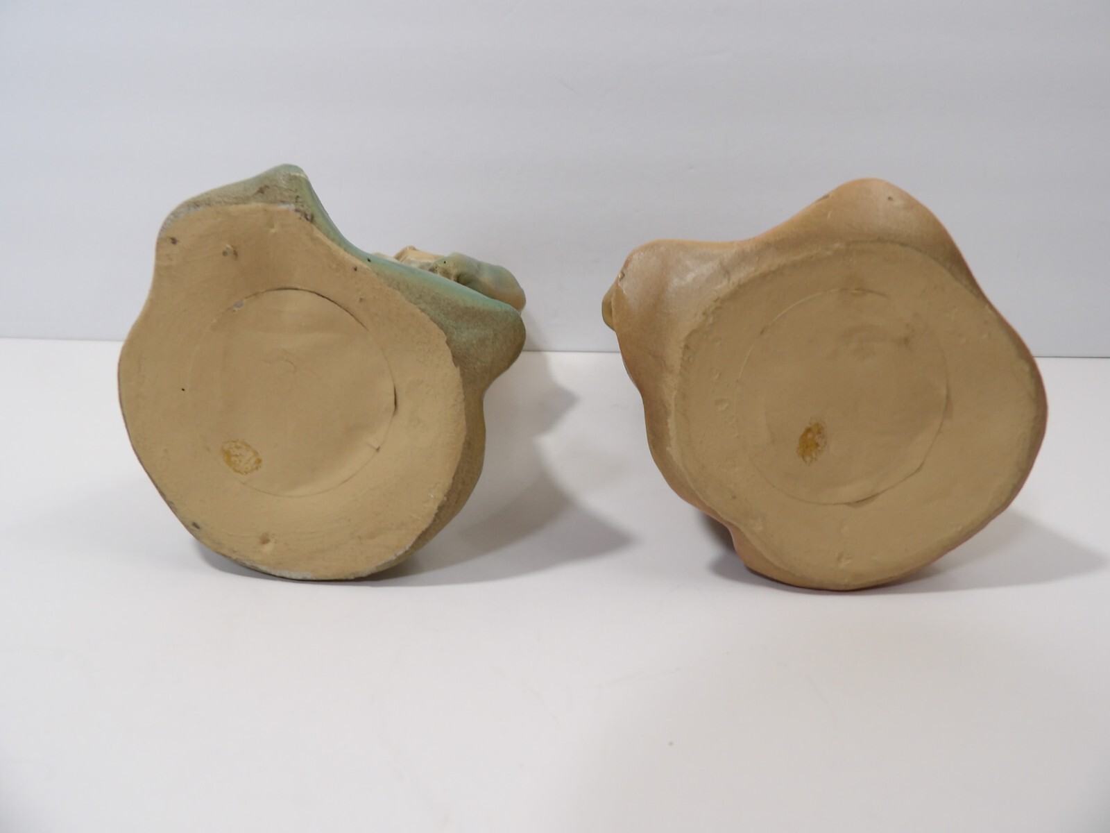 Old Pair Of Singing Sisters Nuns Figurines ~ 1 with Harp ~ Paper Mache Composite