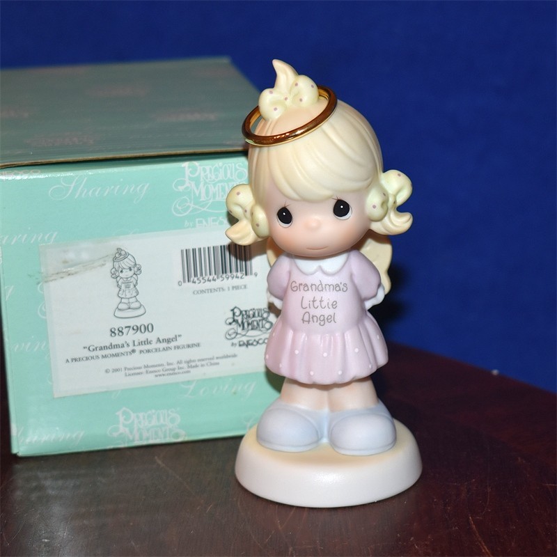 Precious Moments GRANDMA’S LITTLE ANGEL Blond Girl Pink Dress 887900 with box