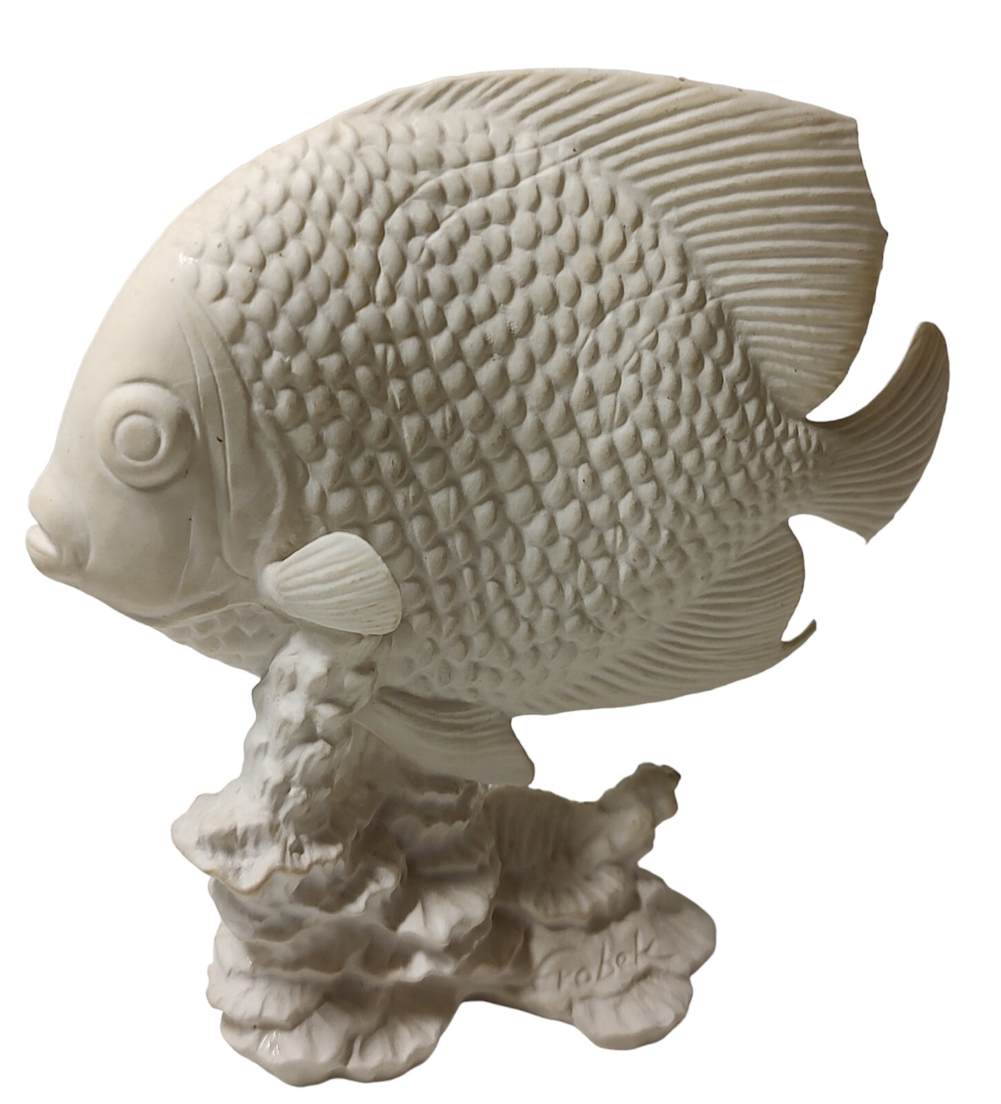 Vintage Goebel Angelfish Figurine West Germany Signed By Artist White Matte SEE