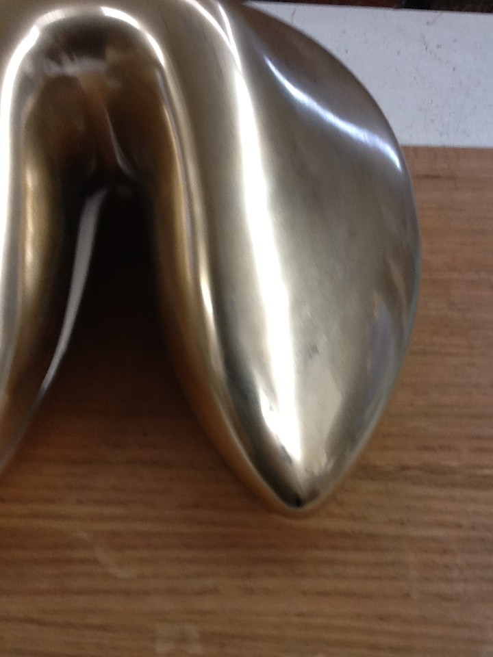 Large Gold Fortune Cookie Ceramic Art Pottery Sculpture Figurine 8 Inch