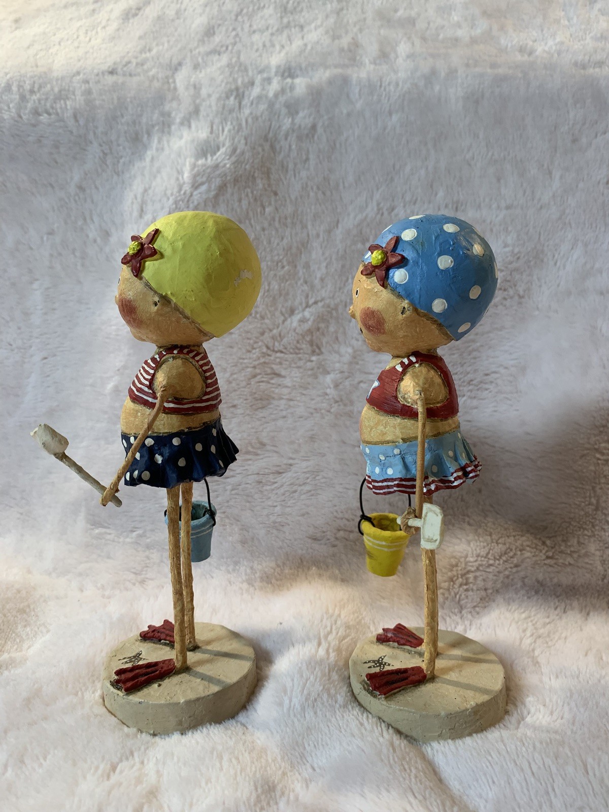 Lori Mitchell Bathing Beauty Collectible Folk Art Doll 6″ Blue Red