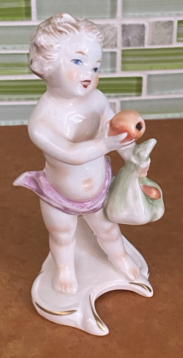 VTG Goebel 5″ Cherub Figurine September Child w/Apples West Germany 1978