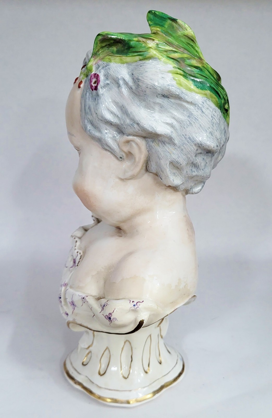 PAIR Antique GERMAN 19th C MEISSEN Dresden French Samson PORCELAIN BUST Boy Girl