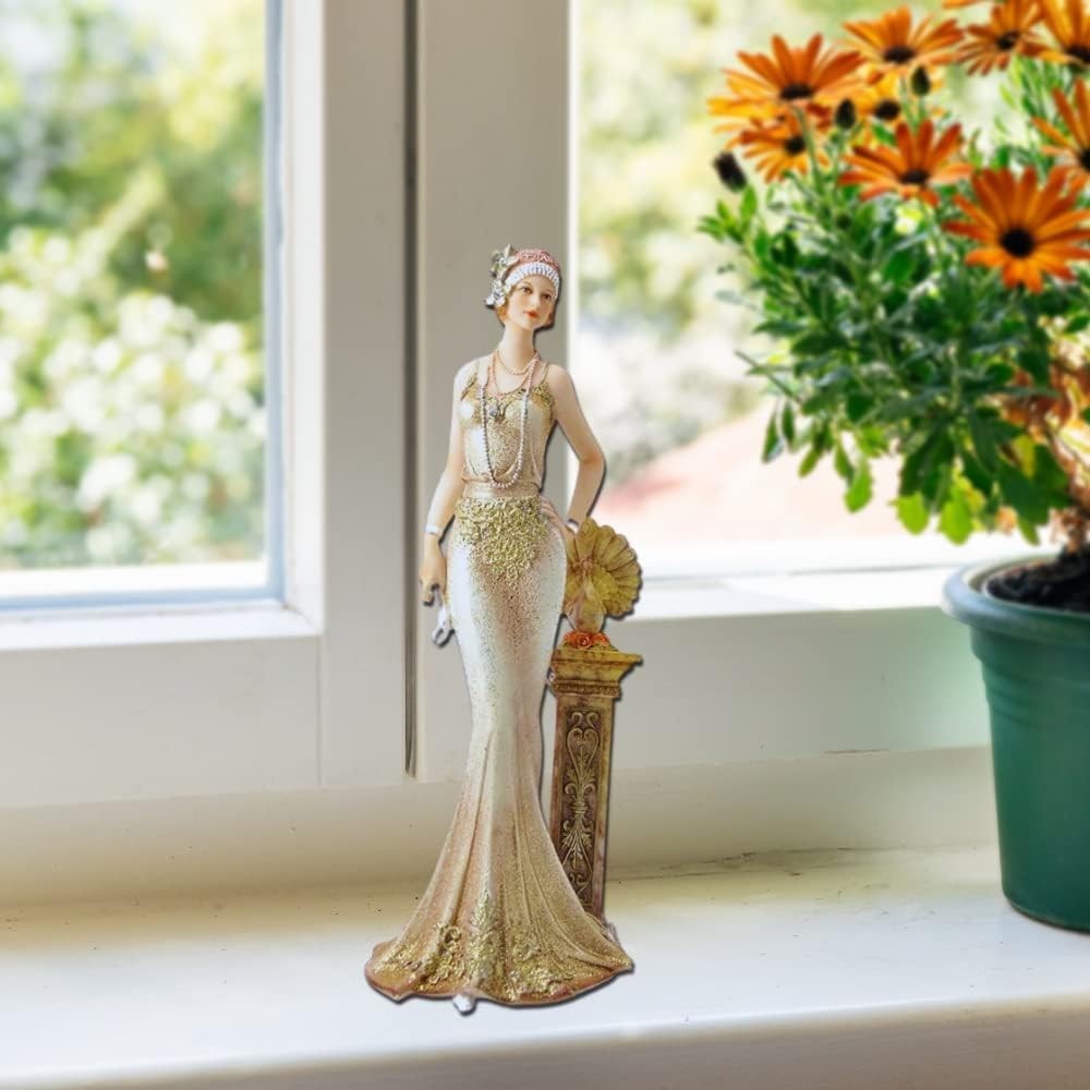 Graceful Victorian Lady Statue | Elegant Polyresin Sculpture