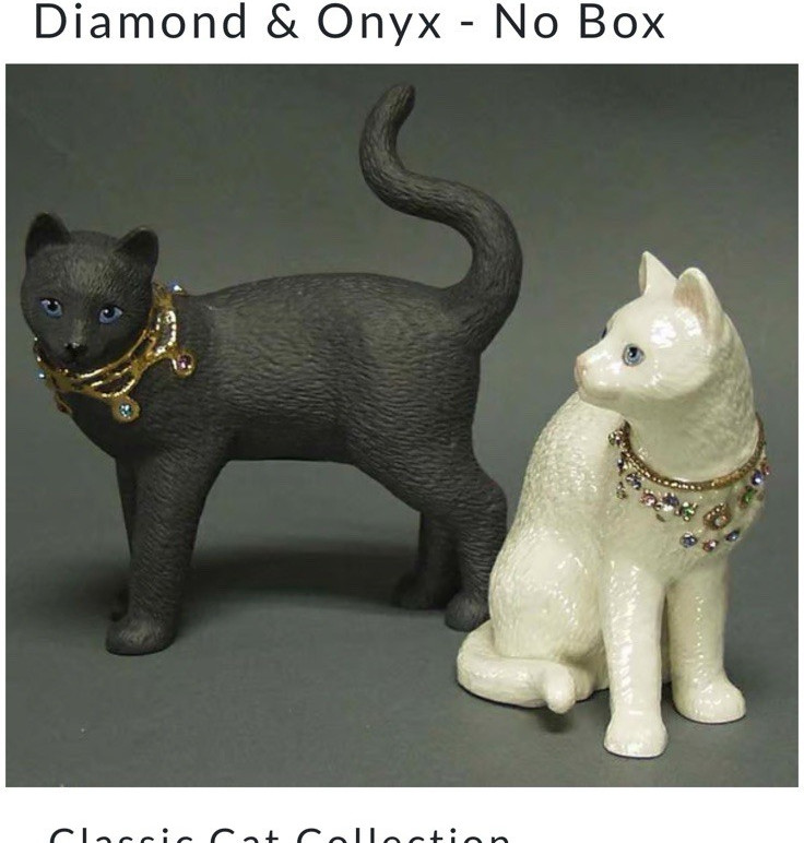 Set 2 Lenox Classic Cat Collection Diamond & Onyx; bone china w/ jewels,retired
