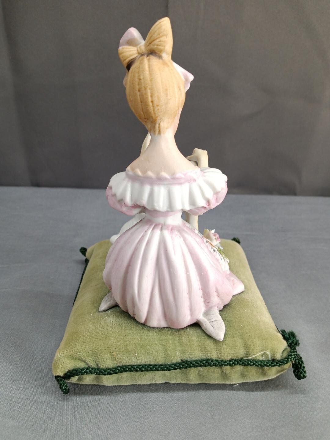 Vintage Lenwile Ardalt Girl with Cat on Velvet Pin Cushion Pillow Hand Painted