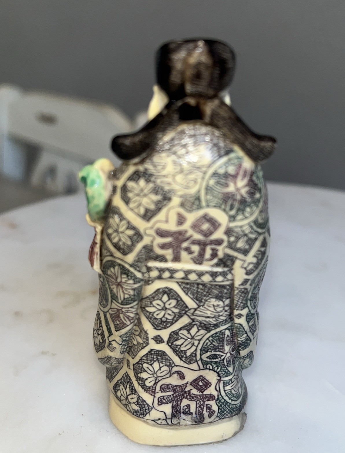 Vtg 3 Chinese CARVED 4” Resin Figurines Gods Of WEALTH, LONGEVITY & HAPPINESS