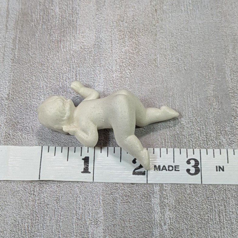 Retro All Bisque Miniature Baby Dollhouse Sitter Matte White Toddler Ornament
