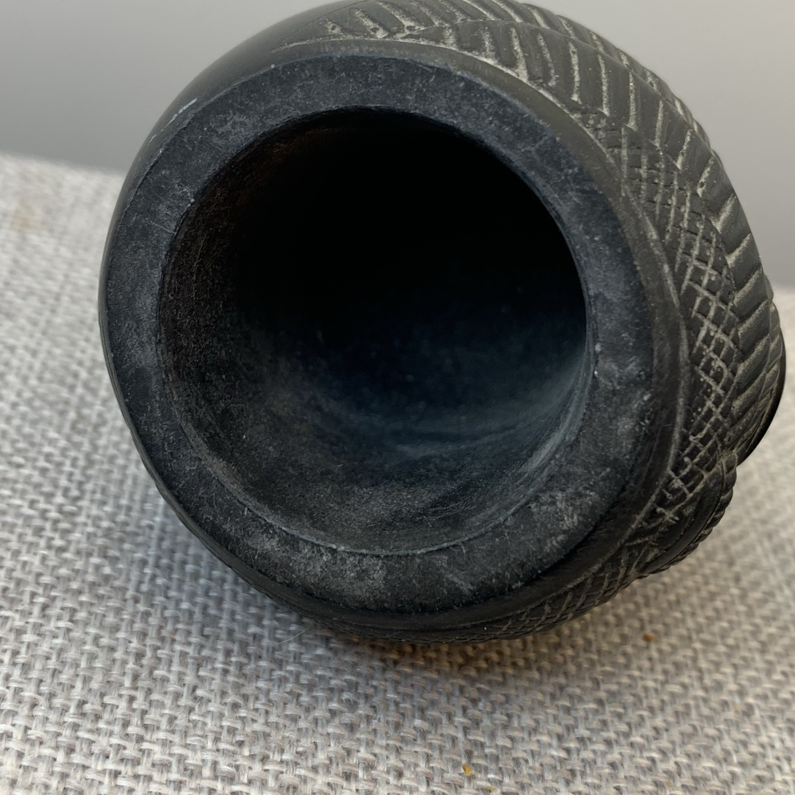 Black Canopic Jar Jackal Egyptian God 4.5”
