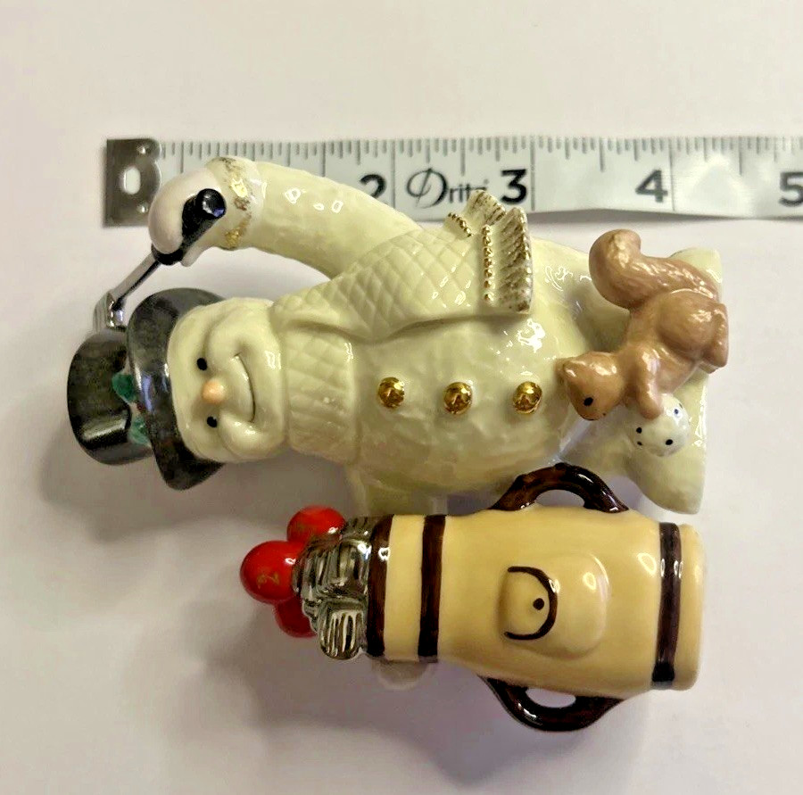 Lenox Golf Snowman Figurine Ivory Porcelain 24k Gold Trim Golfer Christmas 4″