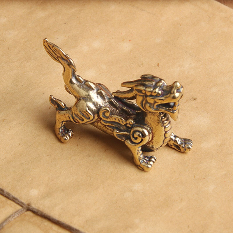 Brass “qilin” Figurines Small Statue Home Ornaments Animal Figurines Gift New