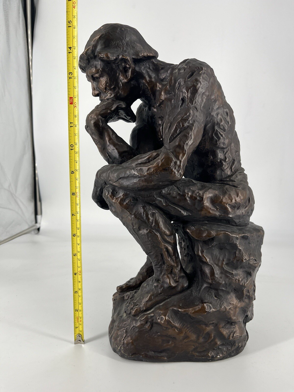 Vintage Marwal Chalkware Sculpture Statue THE THINKER Signed 16” Figure Decor