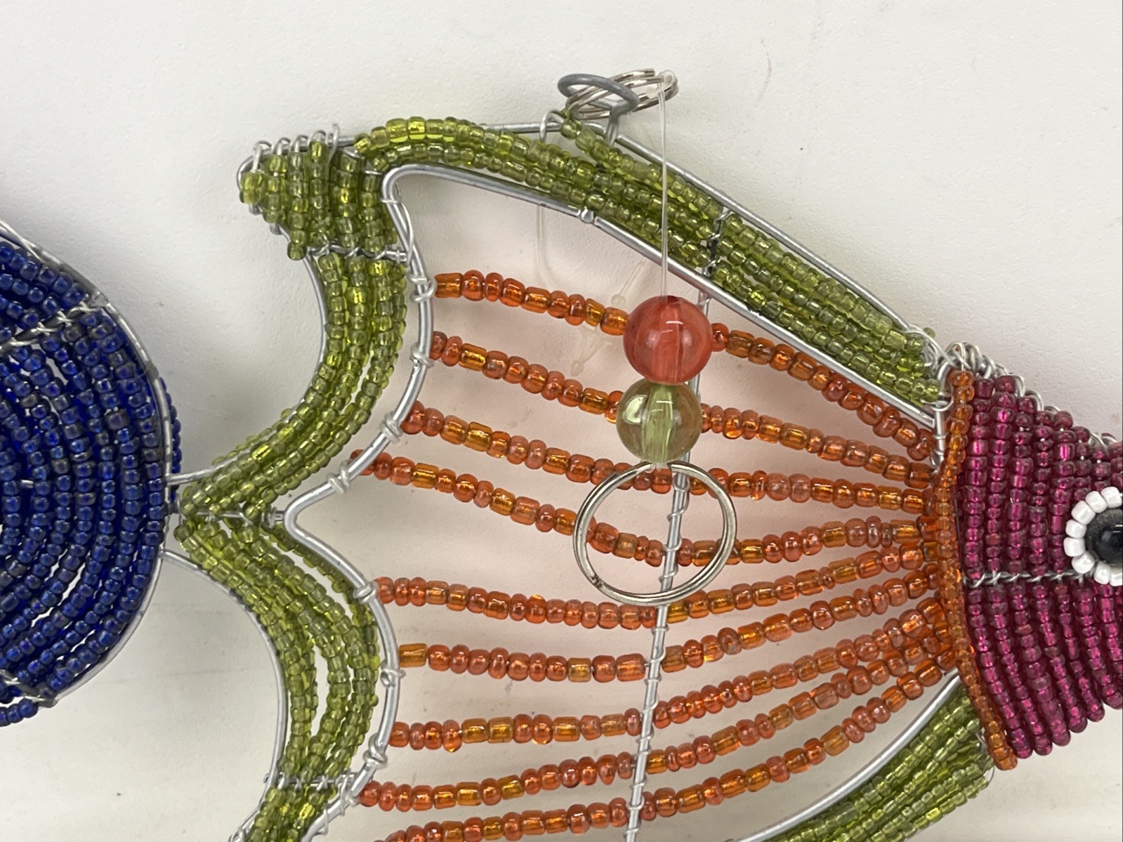 Beadworx Glass Bead Fish Ornament Hanger Decor Beach Ocean Seashore FREE SHIP!