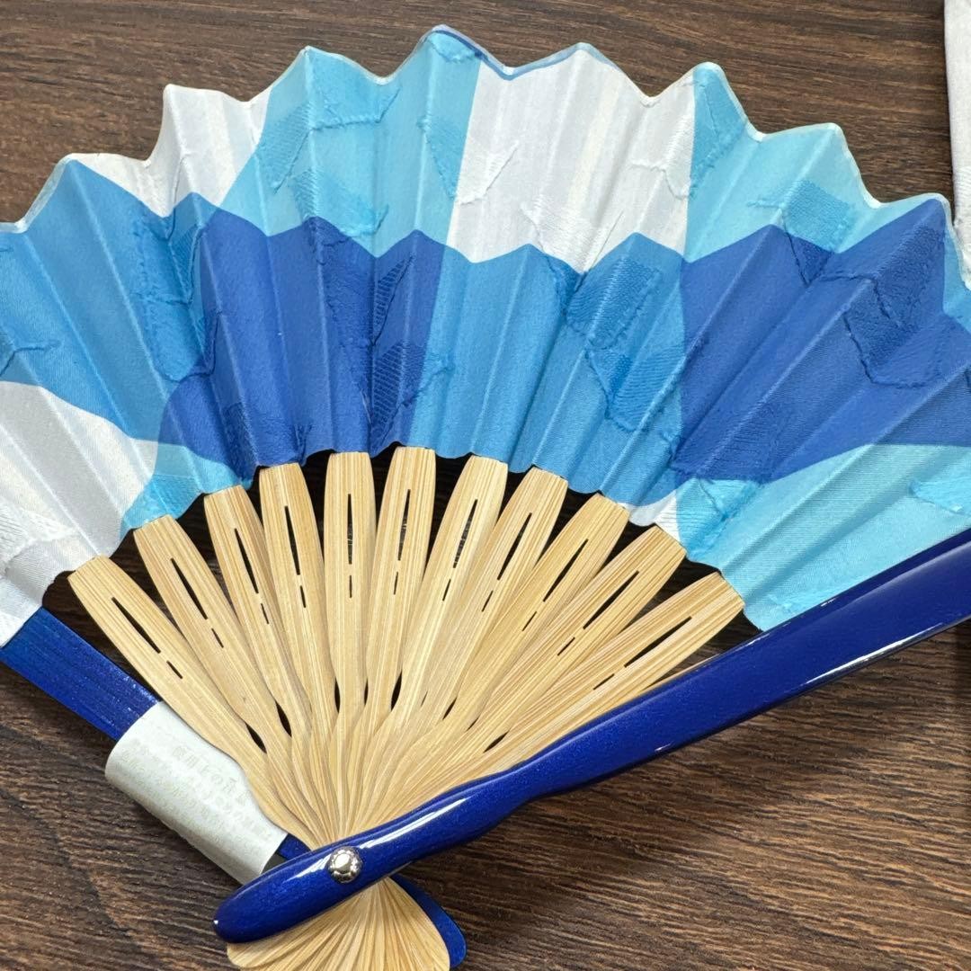 Unisex Bamboo & Cotton Fan & Bag Set Round Folding Fan 10.6″