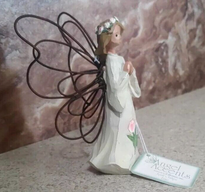 Angel Accents by Roman Inc Vintage 2002 April Tulips Fame Figurine 4″ NEW
