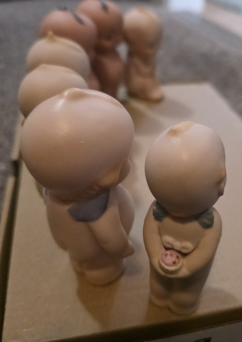 Lot of 7 Vintage Bisque Kewpie Style Figurines Ceramic Dolls 3 1/4″ – 4″ Jesco