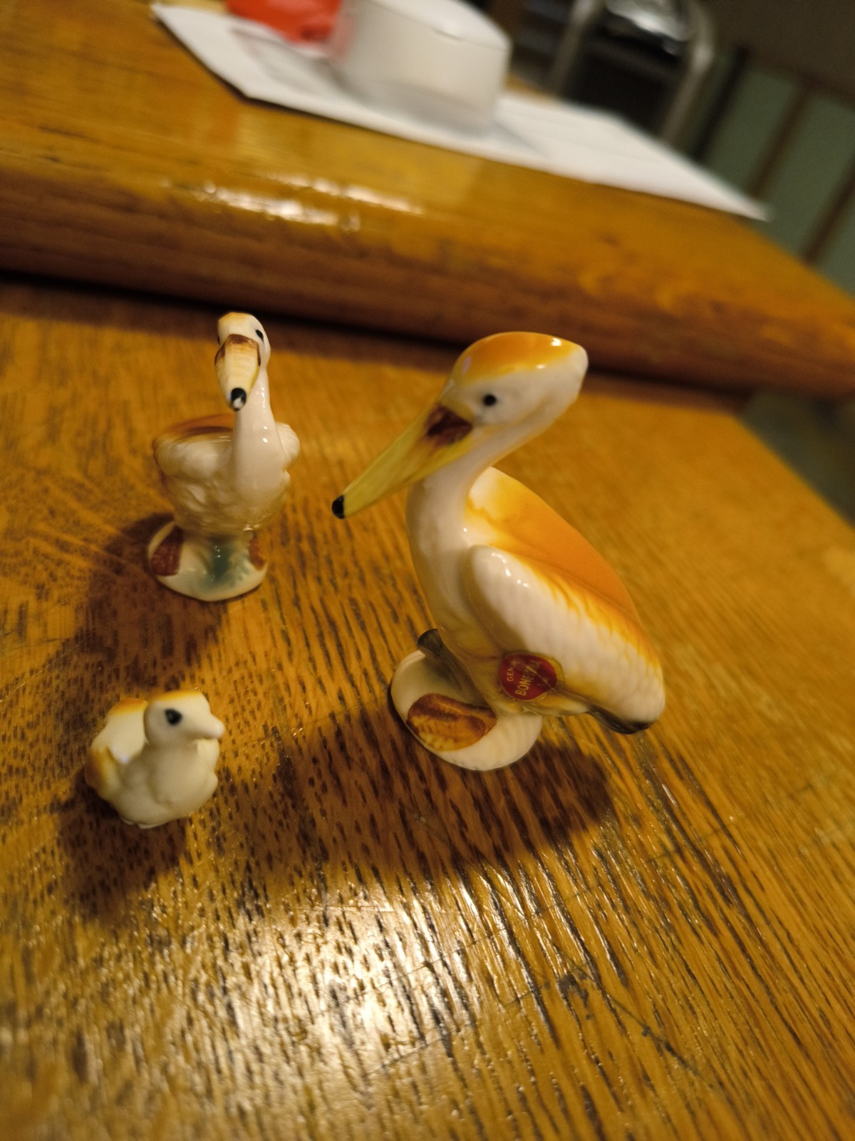 Vintage Bone China made in Japan small 2.5″ Pelican figurine set