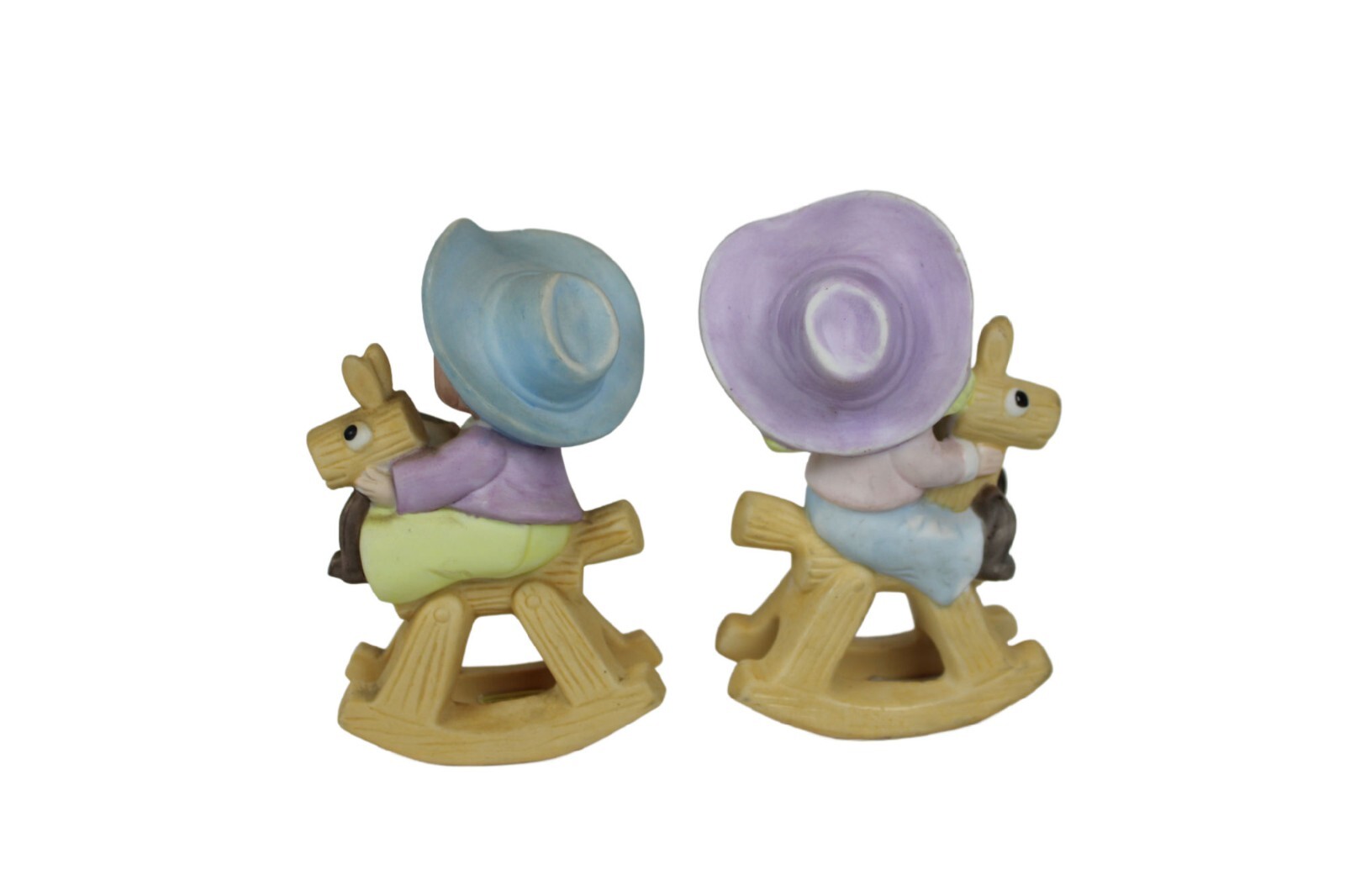 Vintage HOMCO Cowboy & Cowgirl on Rocking Horses Ceramic Figurines 1417