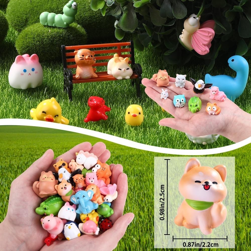 50pcs Mini Animal Figures in 50 Styles for Crafts, Party Favors & Decor